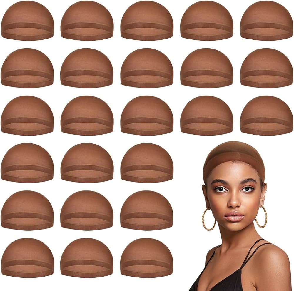 Brown Wig Caps for Women, Stocking Cap for Lace Front Wig, Dark Brown 24 PCS | Amazon (US)