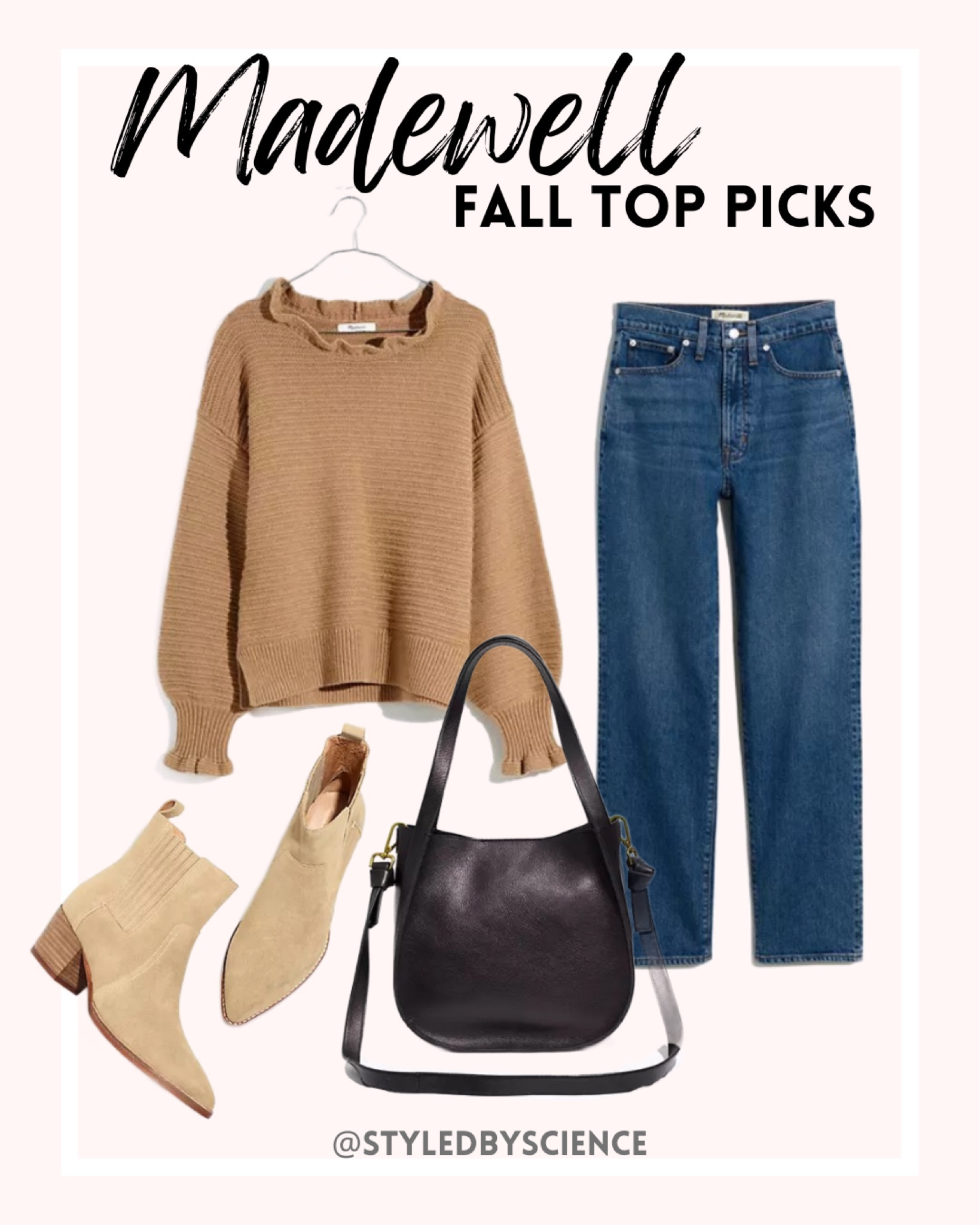 Beige sweater / Madewell sale / brown sweater / camel sweater / straight leg jeans / straight jeans / wide leg jeans / high waist jeans / high waisted jeans / suede boots / pointed boots / suede ankle boots / ankle booties / crossbody bag / leather crossbody handbag 

#LTKSale #LTKSeasonal #LTKstyletip