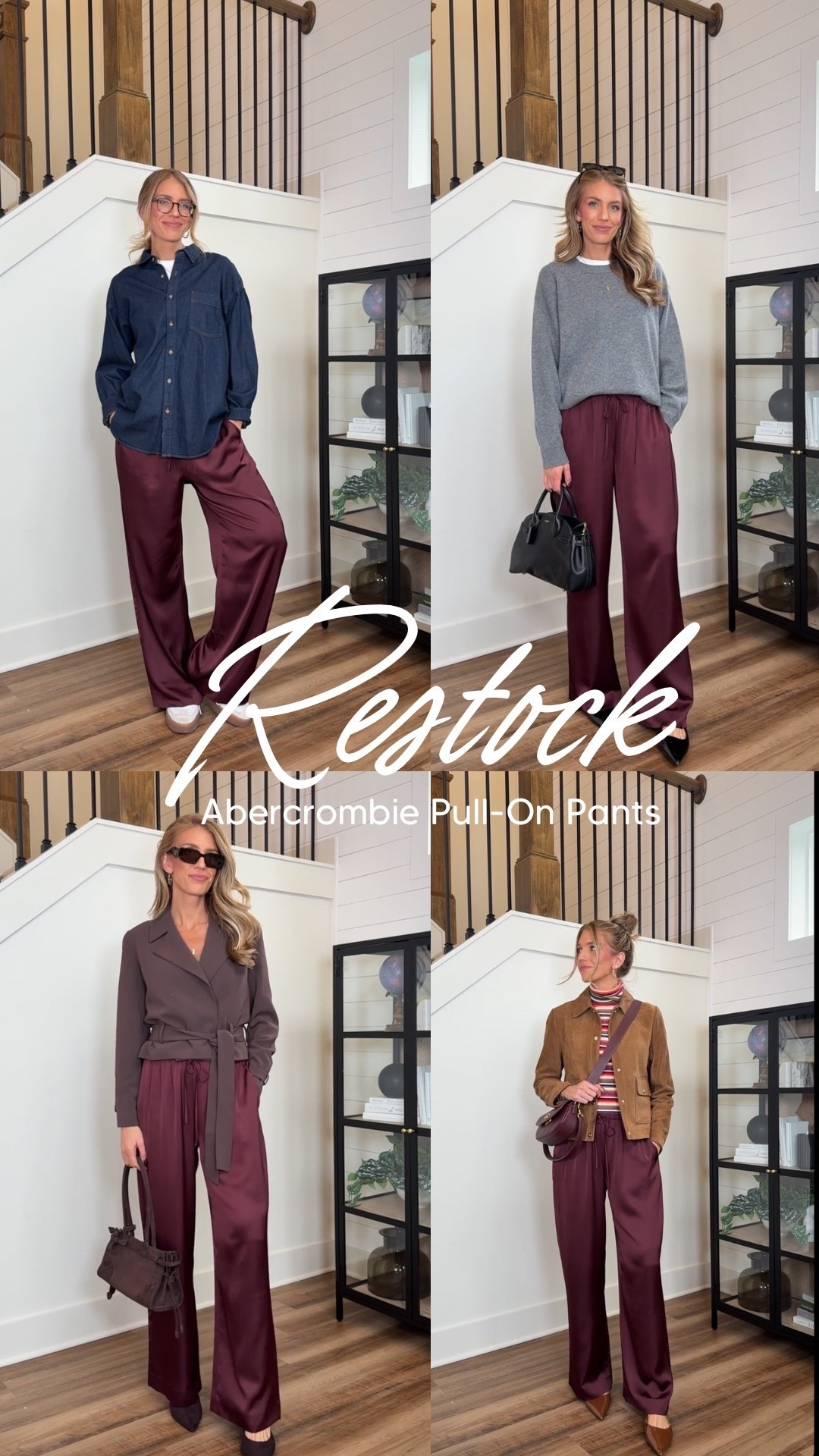 Restock ‼️‼️‼️ my favorite satin pants from @abercrombie are back in stock in new spring colors! I am wearing a medium long here for baby bump! 

#LTKTall #LTKootd #LTKBump