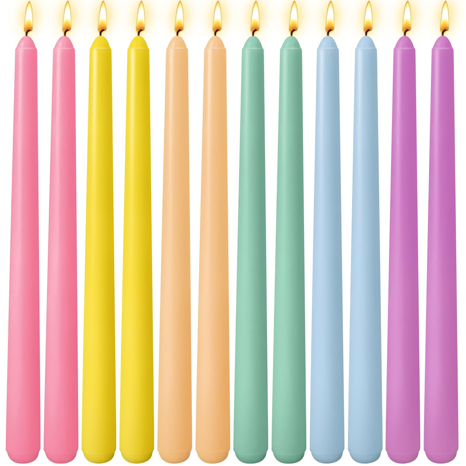 12 Pack 10 inch Multi-Color Taper Candle Set for Holiday Dinner Party, Unscented Long Candlestick... | Amazon (US)