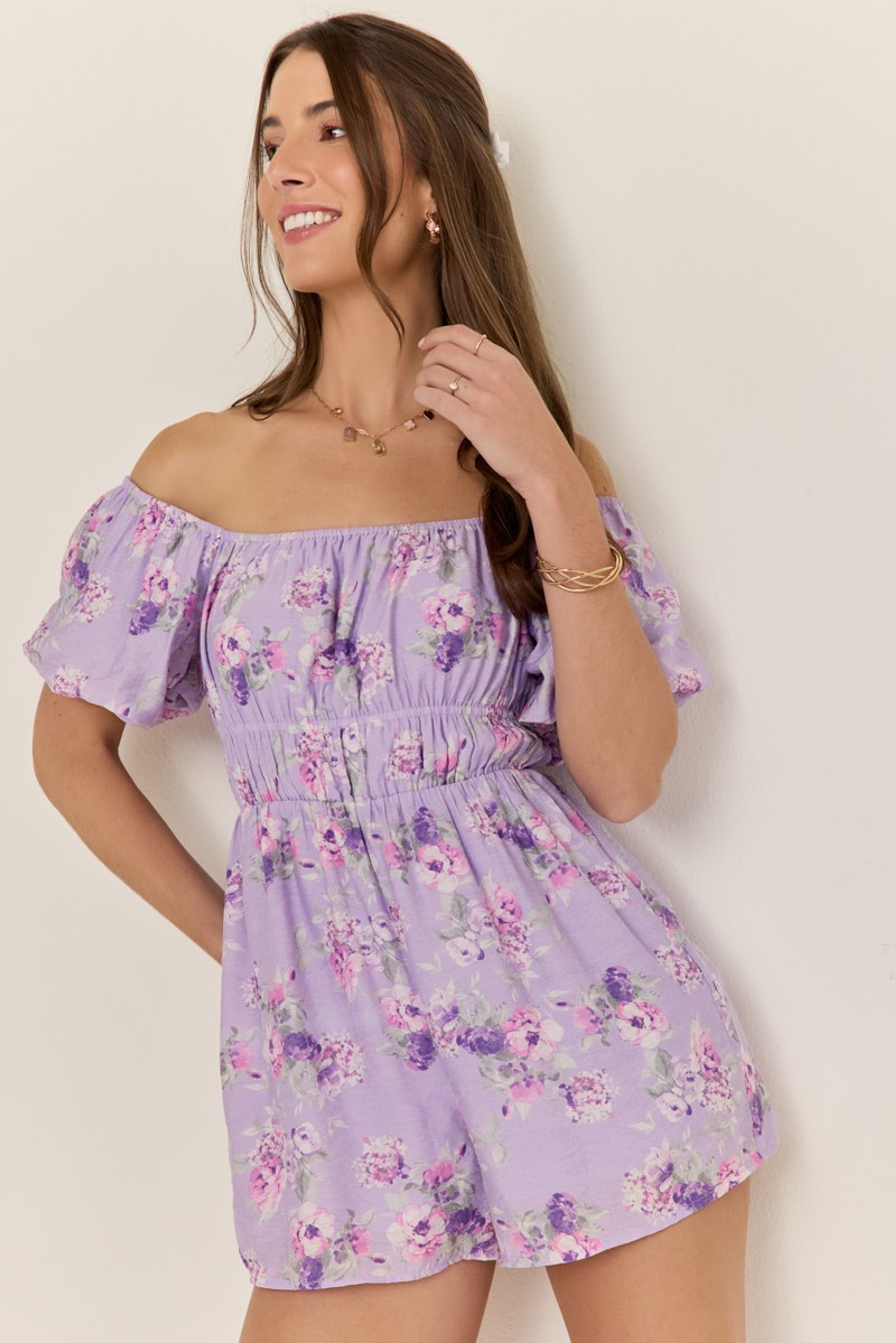 Margie Ruched Floral Romper | Francesca's