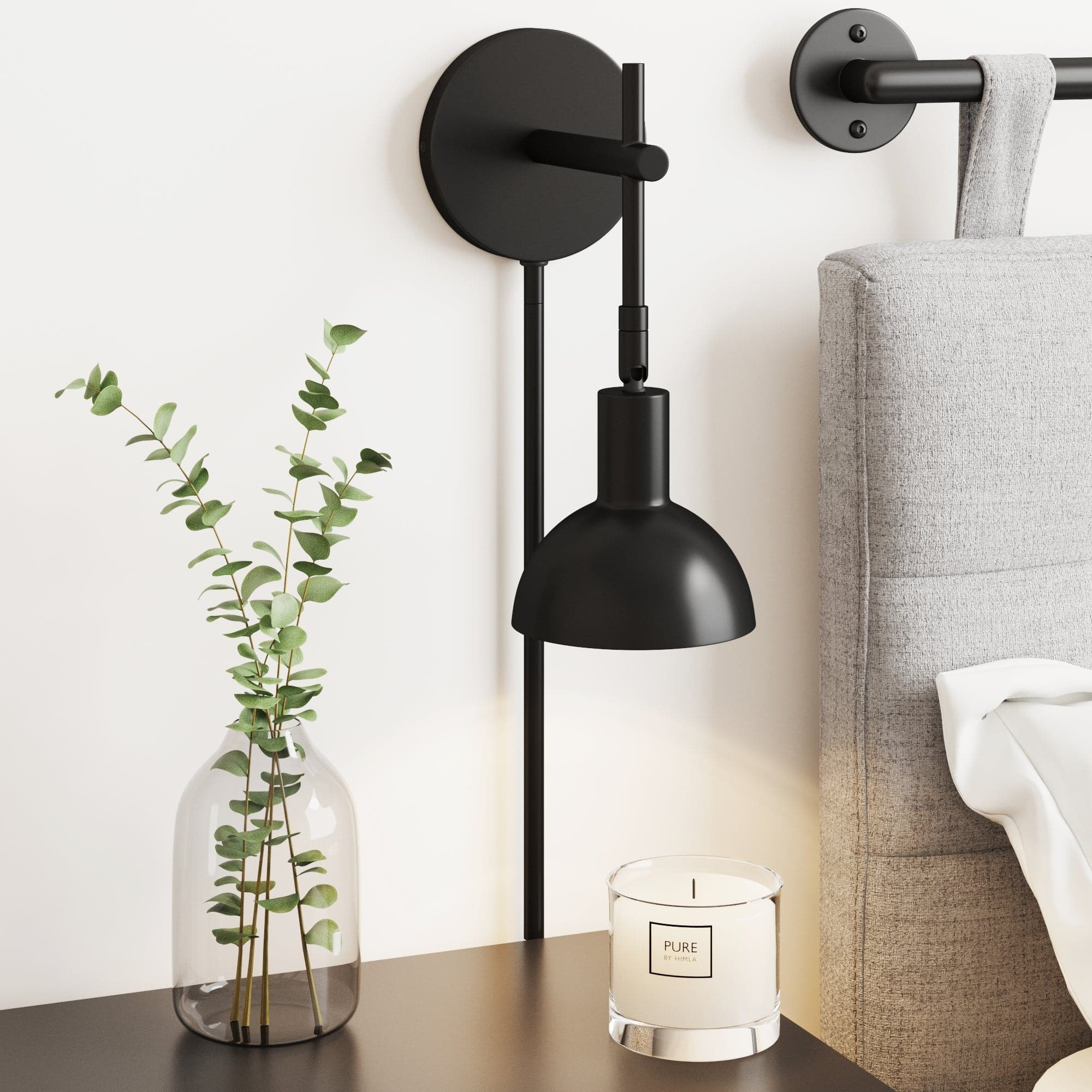 Plug-In Adjustable Metal Wall Light Black | Nathan James