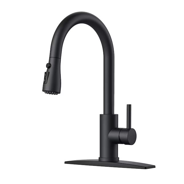 androme Matte Black Single Handle Pull-down Kitchen Faucet with Sprayer (Deck Plate Included) | Lowe's