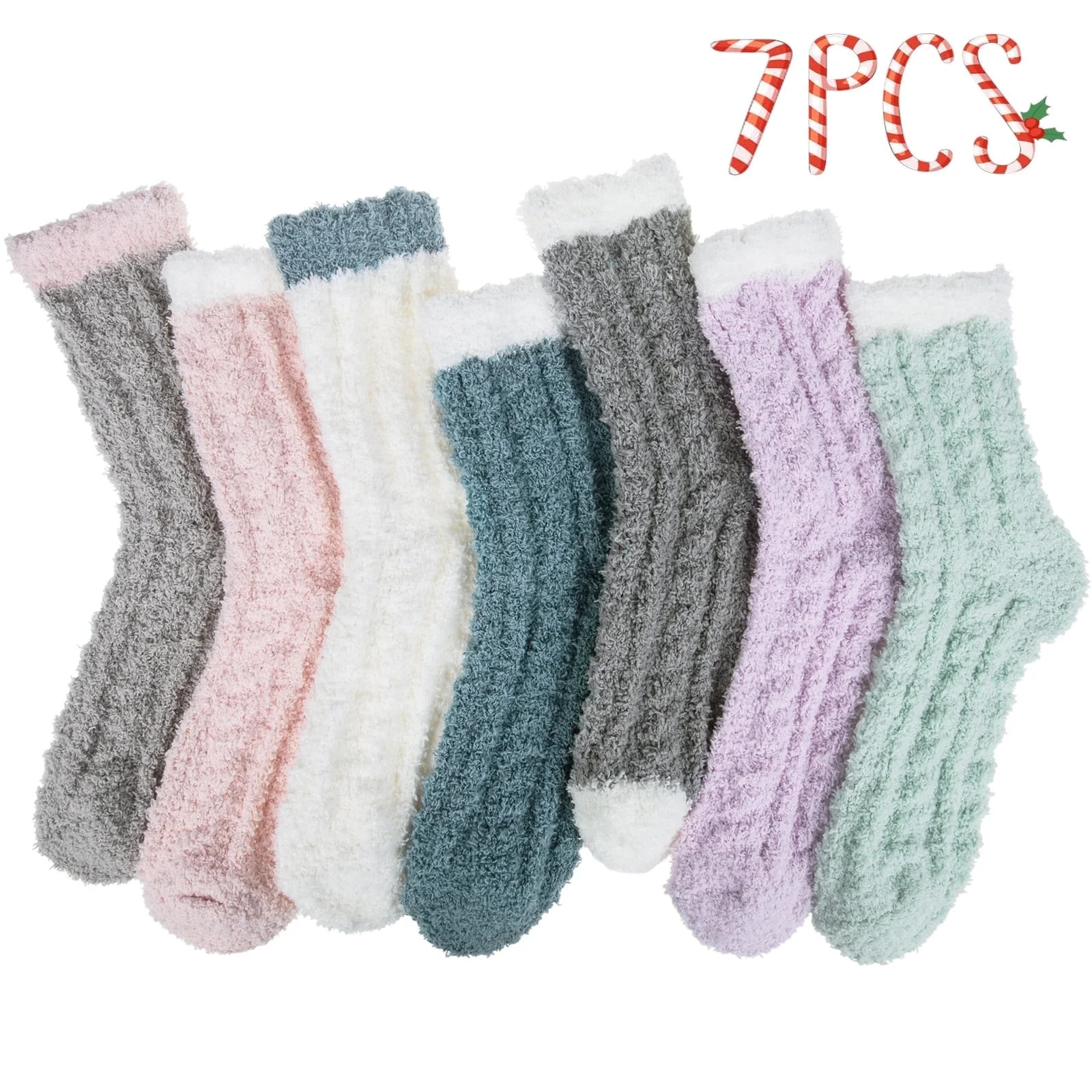 Loritta 7 Pairs Winter Womens Fuzzy Socks Soft Warm Cozy Fluffy Soft Fleece Socks Size 6-10 | Walmart (US)