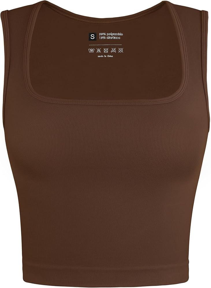 OLCHEE Womens Ribbed Crop Tank Tops Seamless Square Neck Sleeveless Cropped Shirts 2024 Summer Tr... | Amazon (US)