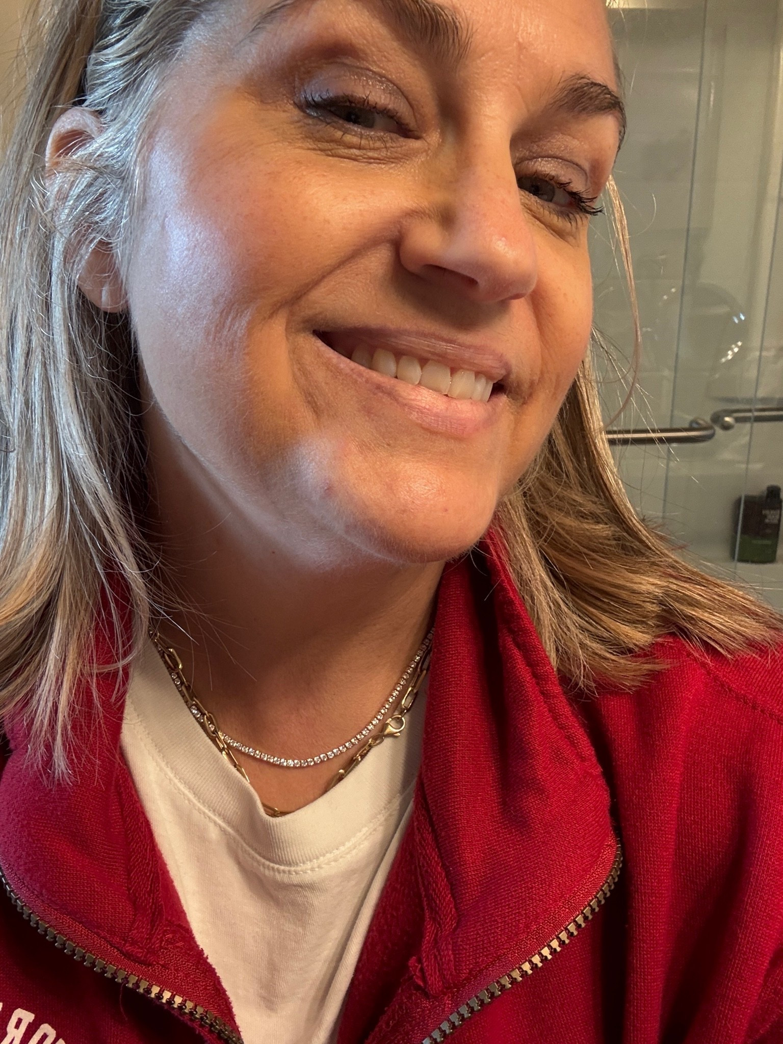 I got this adorable tennis necklace in the mail immediately put it on and have not taken it off since. Would you believe me if I told you it was only $20? ￼

#LTKMothersDay #LTKootd #LTKOver40