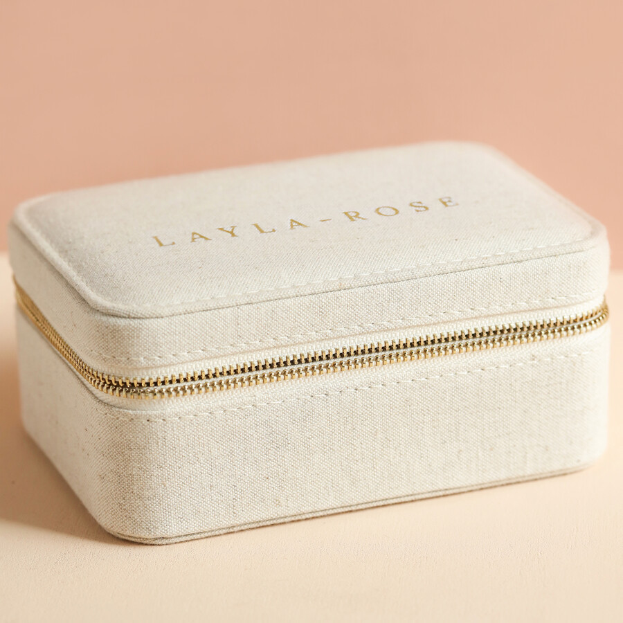 Personalised Natural Linen Jewellery Case | Lisa Angel
