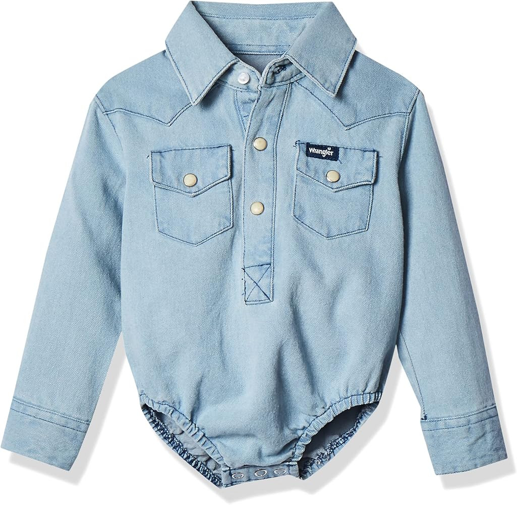Wrangler Baby Boys' Western Long Sleeve Denim Bodysuit | Amazon (US)