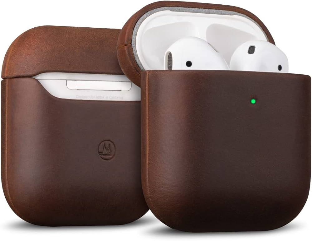 MAOGOAM for AirPods Leather Case Cover, Genuine Oil Wax Crazy Horse Cowhide Leather Case for Airp... | Amazon (US)