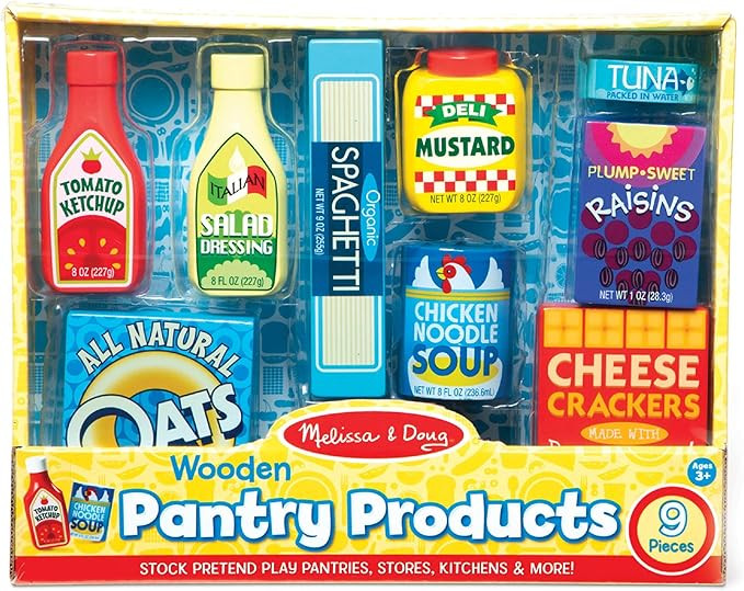 Melissa & Doug Wooden Pantry Products Play Food Set (9 pcs) | Amazon (US)