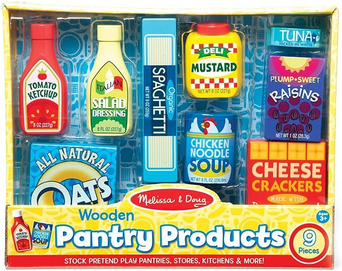 Melissa & Doug Wooden Pantry Products Play Food Set (9 pcs) | Amazon (US)
