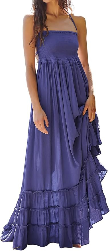 R.Vivimos Womens Summer Boho Sexy Backless Long Dresses | Amazon (US)