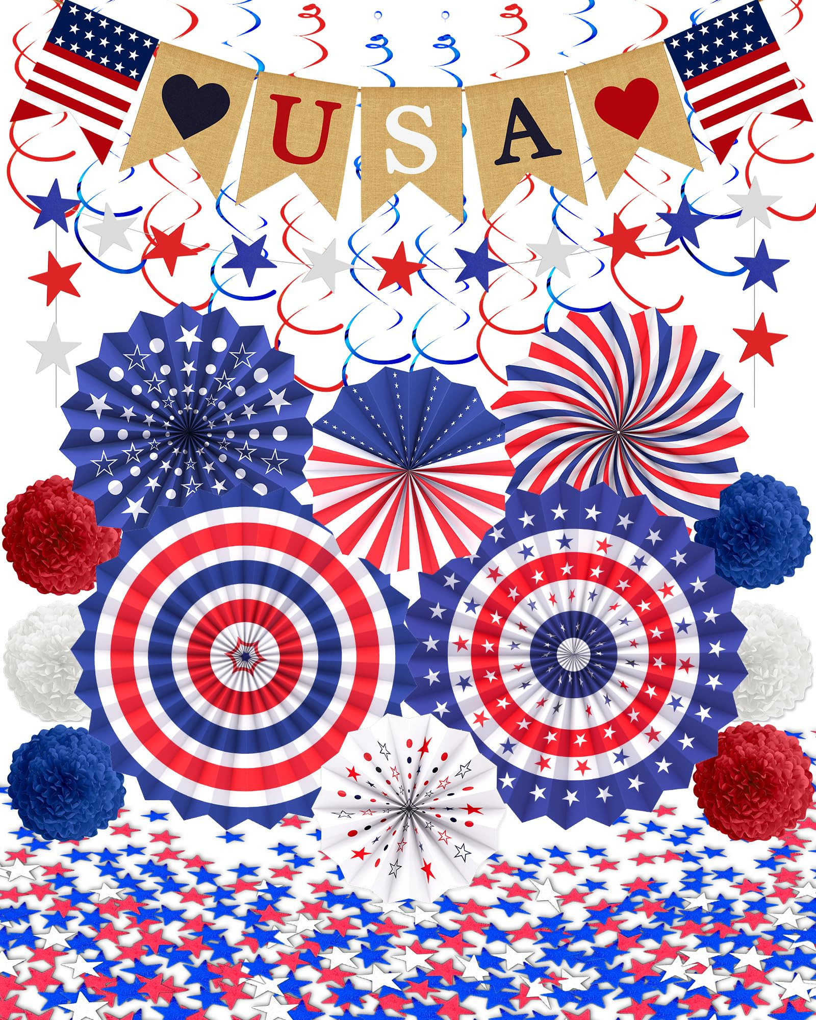33PCS 4th/Fourth of July Memorial Day Decorations, Patriotic Decorations Outdoor Indoor Office US... | Amazon (US)