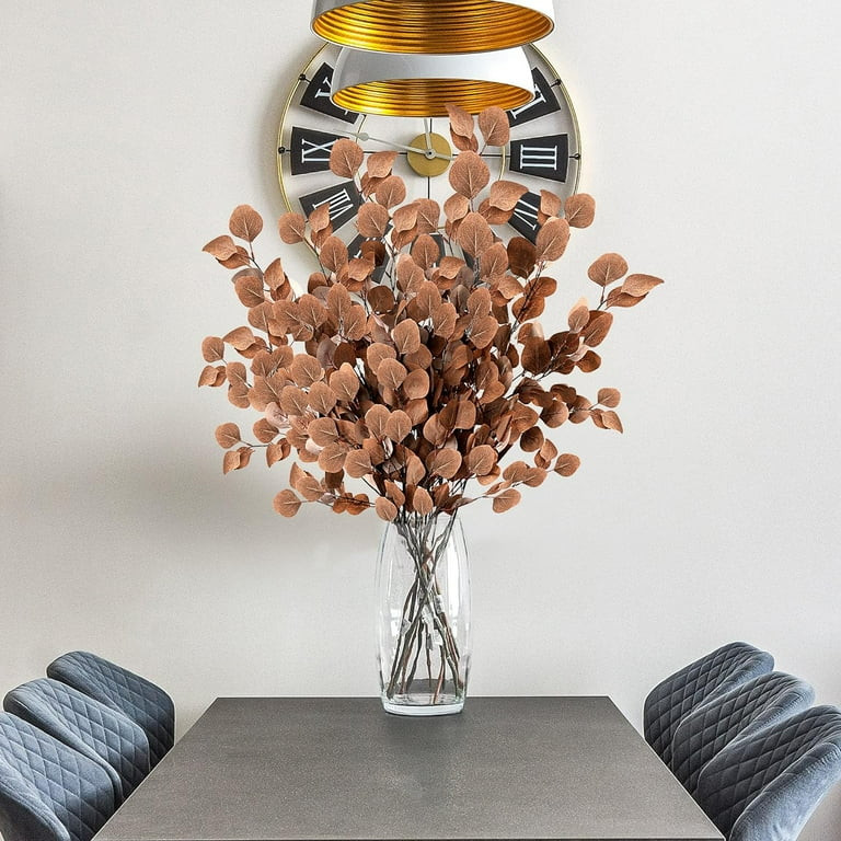6 Pcs Fall Artificial Eucalyptus Stems Long Silver Dollar Leaves Fake Silk Eucalyptus Leaf Branch... | Walmart (US)