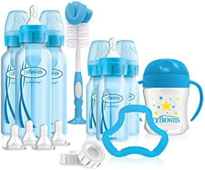 Dr. Brown's Options+ First Year Anti-Colic Bottle Gift Set with Sippy Cup, Baby Bottle Brush and Tee | Amazon (US)