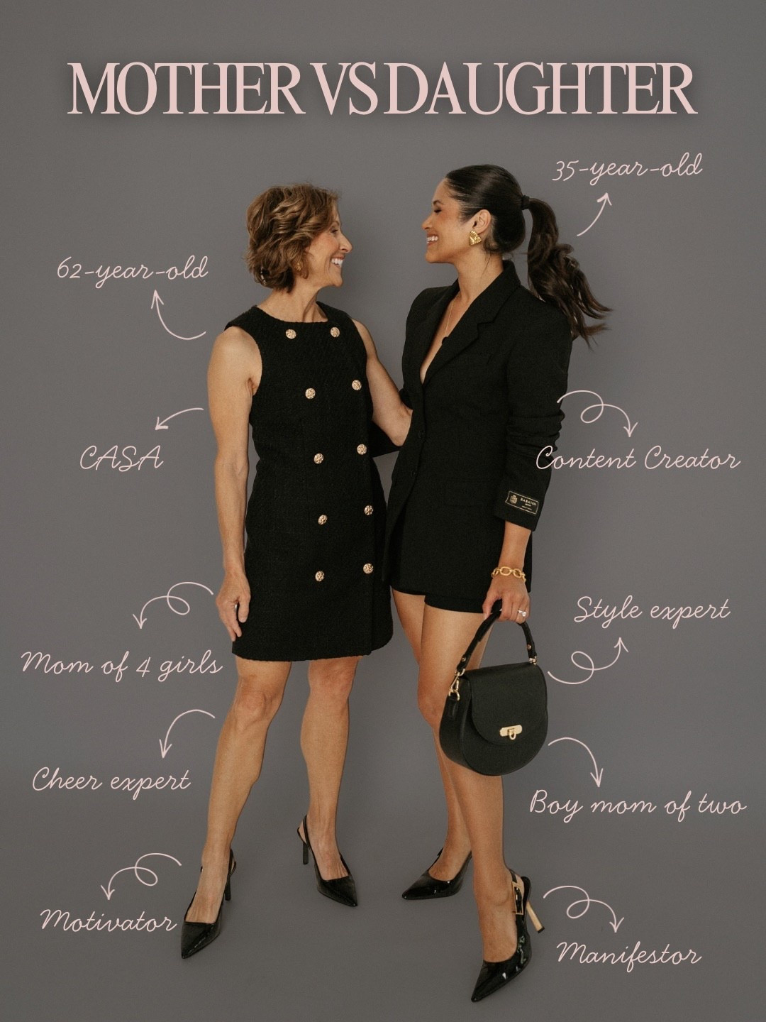 Linking our chic black outfits from our podcast photo shoot. I’m wearing a sz 4 in both and my mom is wearing a size zero in her dress.
Take 20% OFF my black Sophia bag with code: HAUTE20

#LTKootd #LTKPetite #LTKOver40