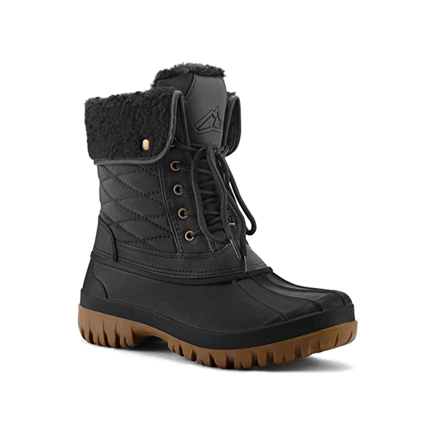 Mysoft Women's Lace-up Winter Boots Black Mid-calf Snow Boots Insulated Warm 8M | Walmart (US)