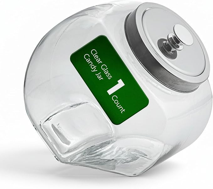 Restaurantware Vetri 1 Gallon Penny Jar 1 Durable Candy Jar - With Wide Spout Chrome Lid Clear Gl... | Amazon (US)