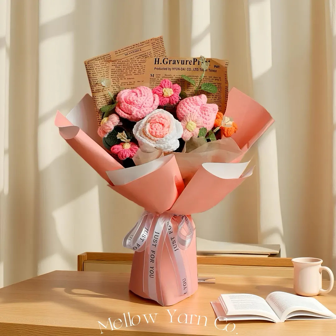 Crochet Rose Bouquet,Knitted Floral Gift for Her,Eternal Flower Arrangement,Home& Wedding Decor,M... | Etsy (US)