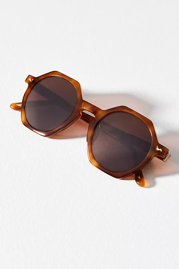 Sardine Millie Geo Circle Bright Tortie Sunglasses | Anthropologie (US)