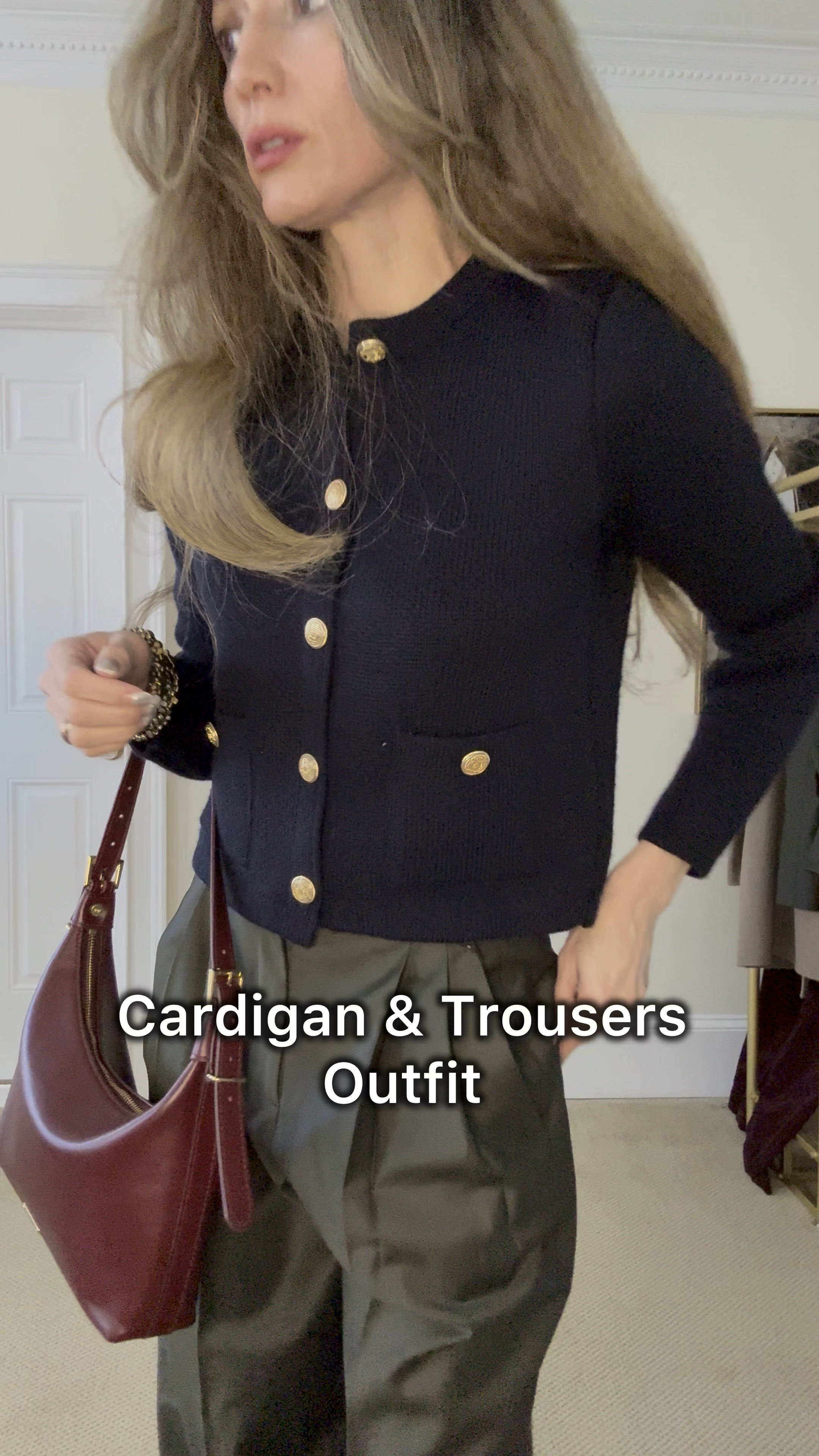 Navy cardigan and forest green trousers with burgundy bag down the 3 color rule win!
Cardi xs
Trousers xs


#LTKWatchNow #LTKMostLoved #LTKStyleTip
