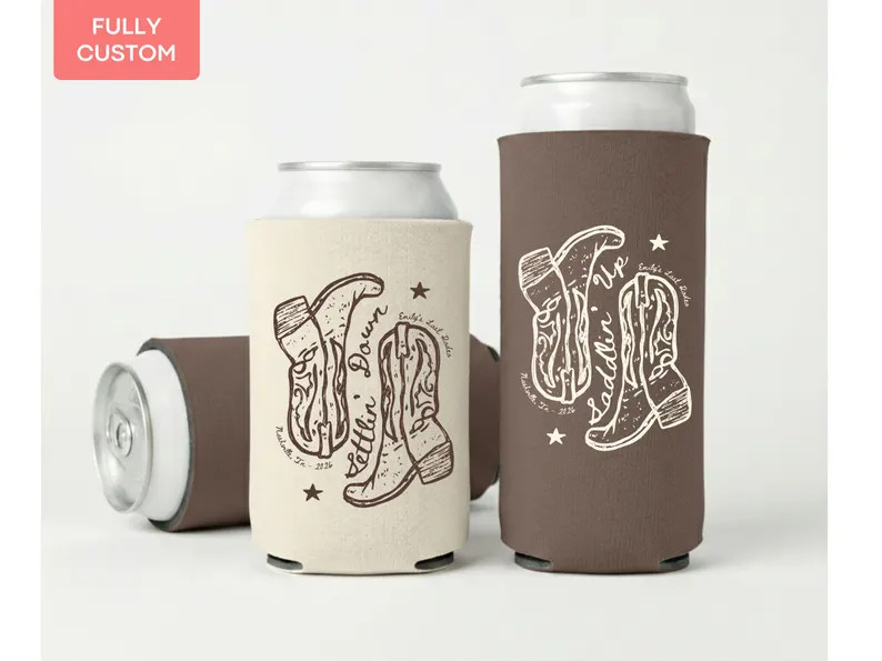 Saddlin' Up Settlin' Down Last Rodeo Bachelorette Slim Can Cooler Favor, Western Cowgirl Bridal P... | Etsy (US)