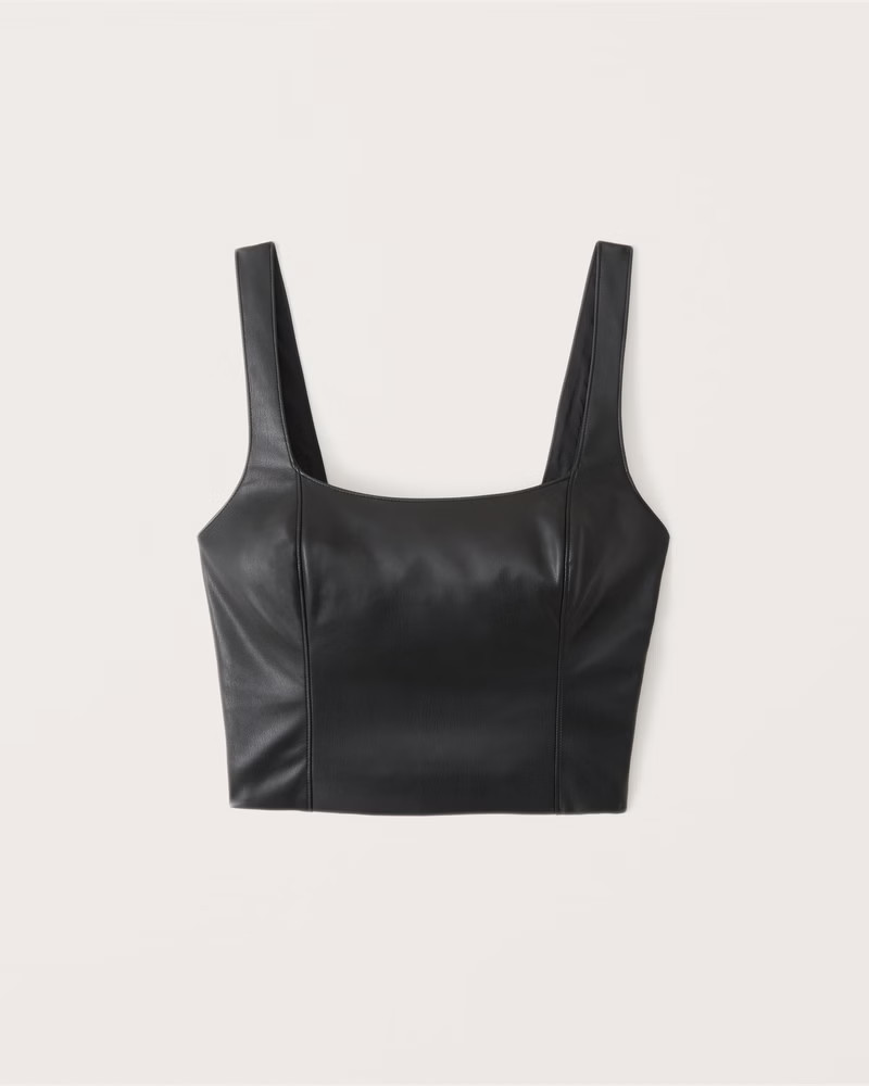 Women's Faux Leather Squareneck Top | Women's Tops | Abercrombie.com | Abercrombie & Fitch (US)
