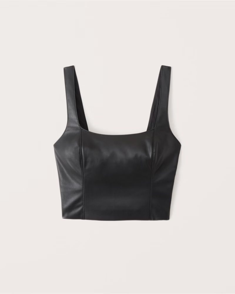 Faux Leather Squareneck Top | Abercrombie & Fitch (US)