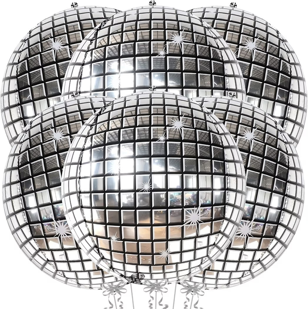 KatchOn, Big Silver Disco Ball Balloons - 22 Inch, Pack of 6 | Disco Party Decorations, 4D Sphere... | Amazon (US)
