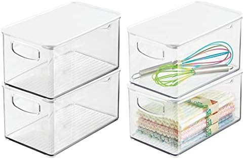 Amazon.com: mDesign Plastic Deep Storage Bin Box Container with Lid and Built-In Handles - Organi... | Amazon (US)