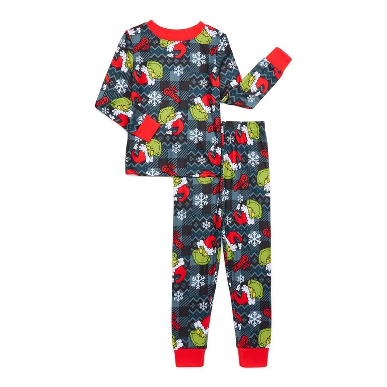 The Grinch Boys Snug Fit Long Sleeve Top and Sleep Pants, 2-Piece Pajama Set, Sizes 4-10 | Walmart (US)