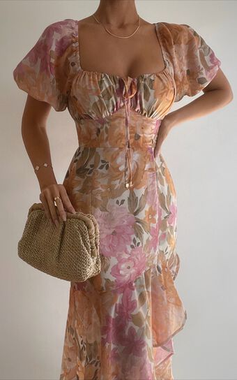 Jasalina Midi Dress - Puff Sleeve Dress in Elegant Rose | Showpo (US, UK & Europe)