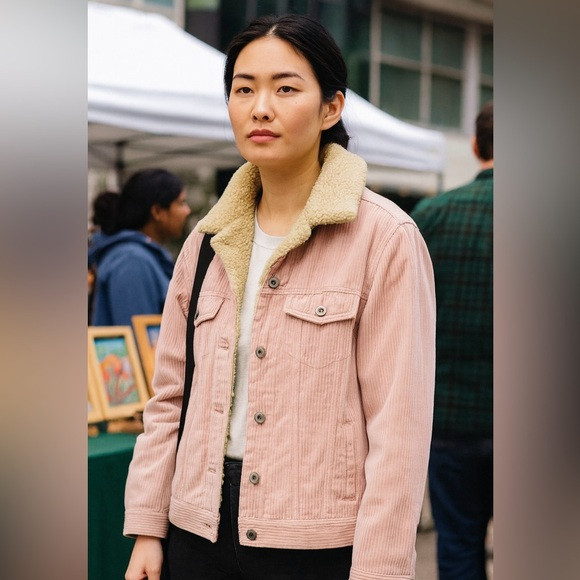 Old Navy Blush Corduroy Jacket with Cream Sherpa Lining | Poshmark