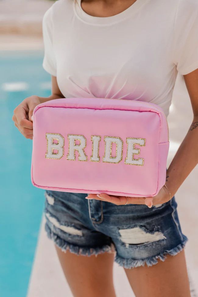 Bride Patch White/Pink Large Bag | The Pink Lily Boutique