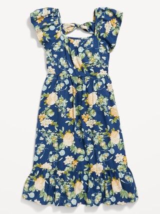 Matching Flutter-Sleeve Fit & Flare Midi Dress for Girls | Old Navy (US)