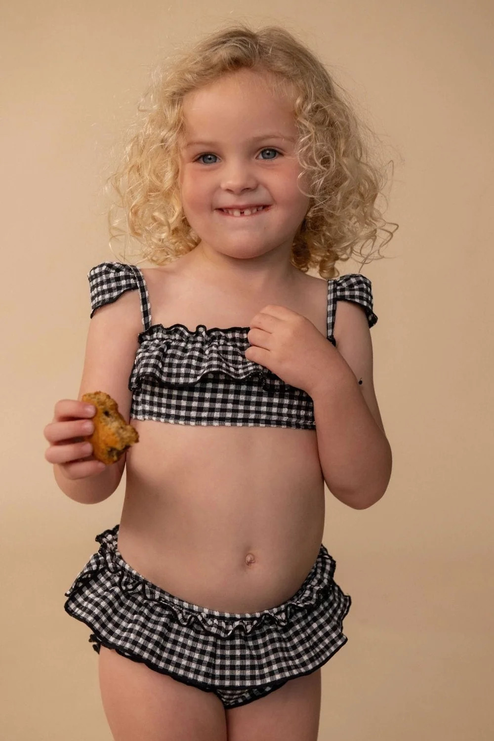 Black & White Micro Gingham Mini Cabana Bikini Set | Montce