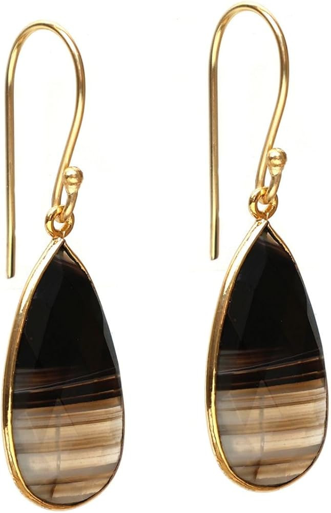 Gempires Genuine Gemstone Faceted Long Pear Gemstone Drop Dangle Hook Earrings, Statement Jewelry... | Amazon (US)