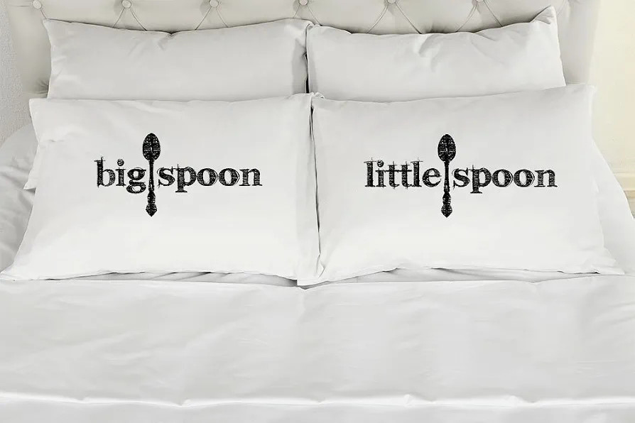 303T Set of 2 Standard/Queen Couples Big Spoon Little Spoon Printed Pillowcases - Romantic Pillow... | Amazon (US)