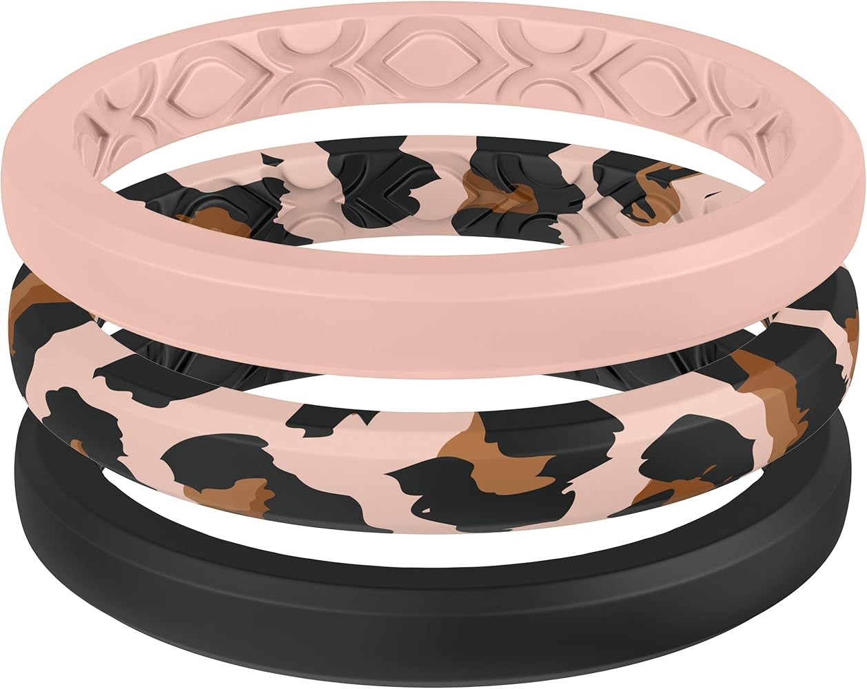 ThunderFit Stackable Silicone Ring Enhancers for Women, Breathable Rubber Wedding Bands - Braided... | Amazon (US)