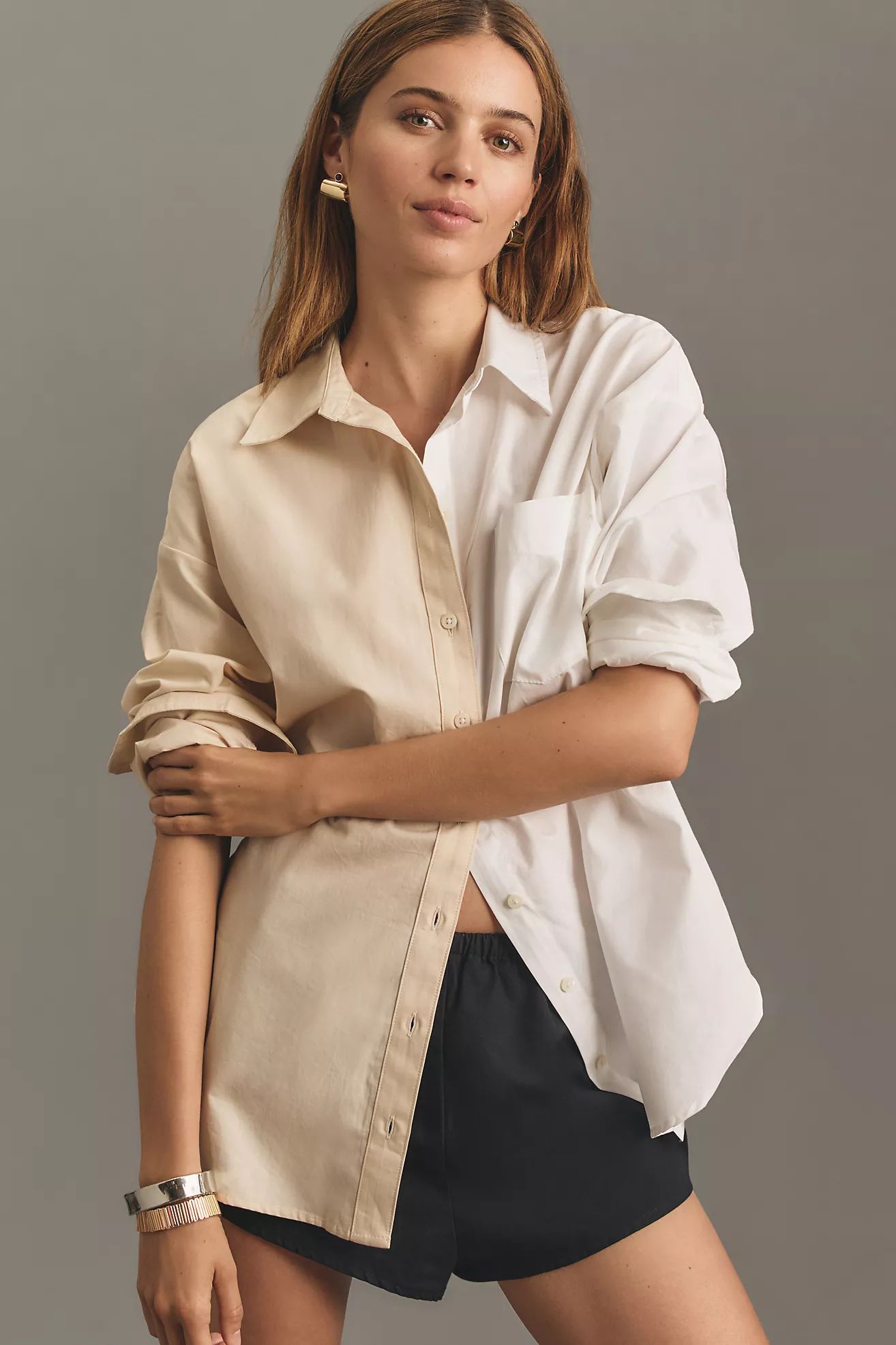 The Bennet Buttondown Shirt by Maeve: Colorblock Edition | Anthropologie (US)