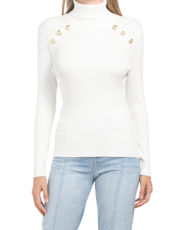 Button Turtleneck Sweater for Women | Polyester/Rayon | Marshalls
