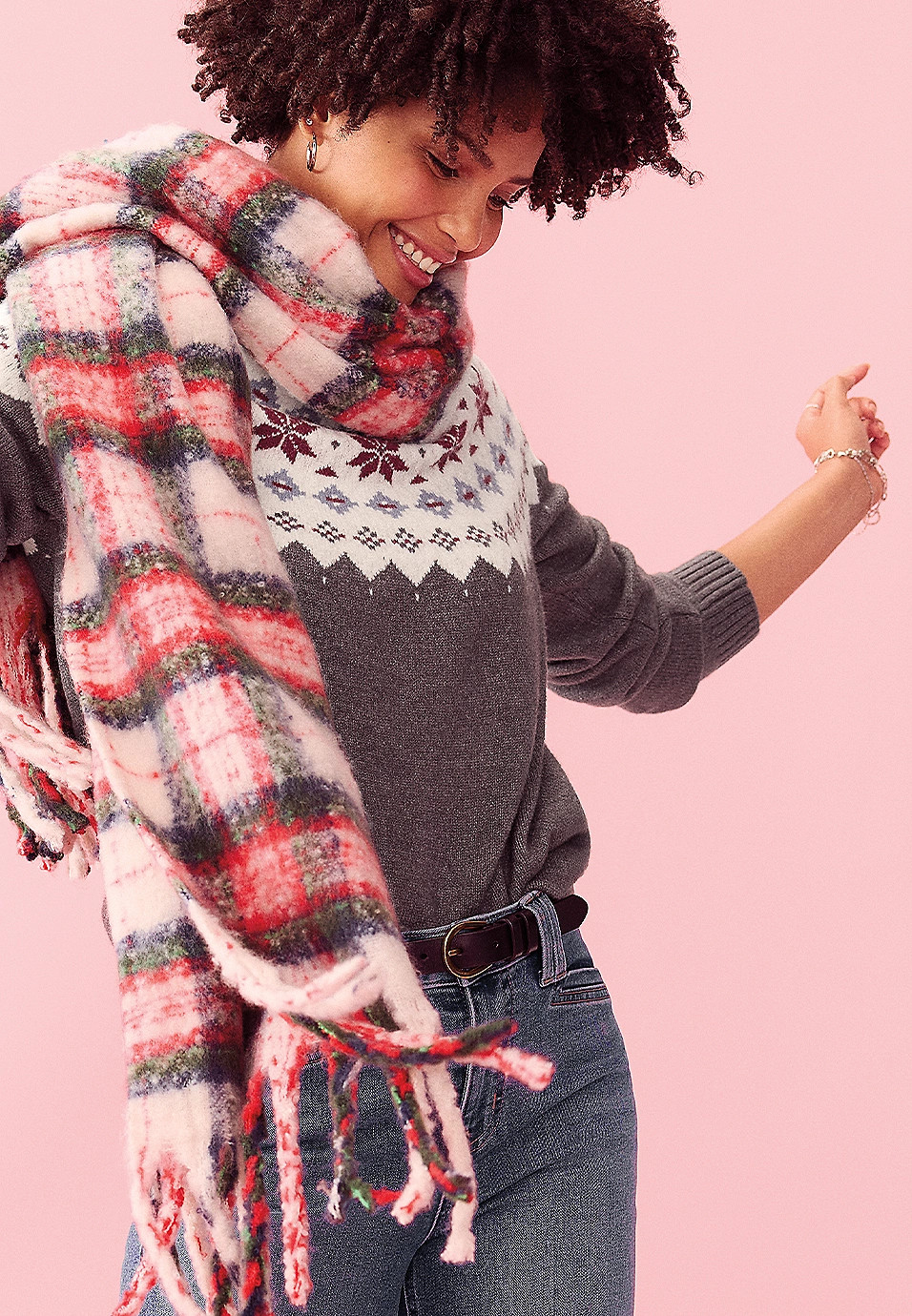 Festive Plaid Fringe Scarf | Maurices