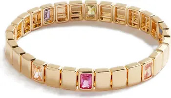 Rainbow Cubic Zirconia Tile Stretch Bracelet | Nordstrom