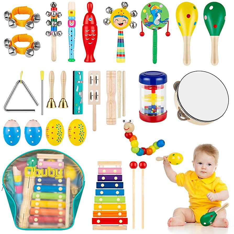 Obuby Toddler Musical Instruments Sets Wooden Percussion Instruments Toy for Kids Preschool Educa... | Amazon (US)