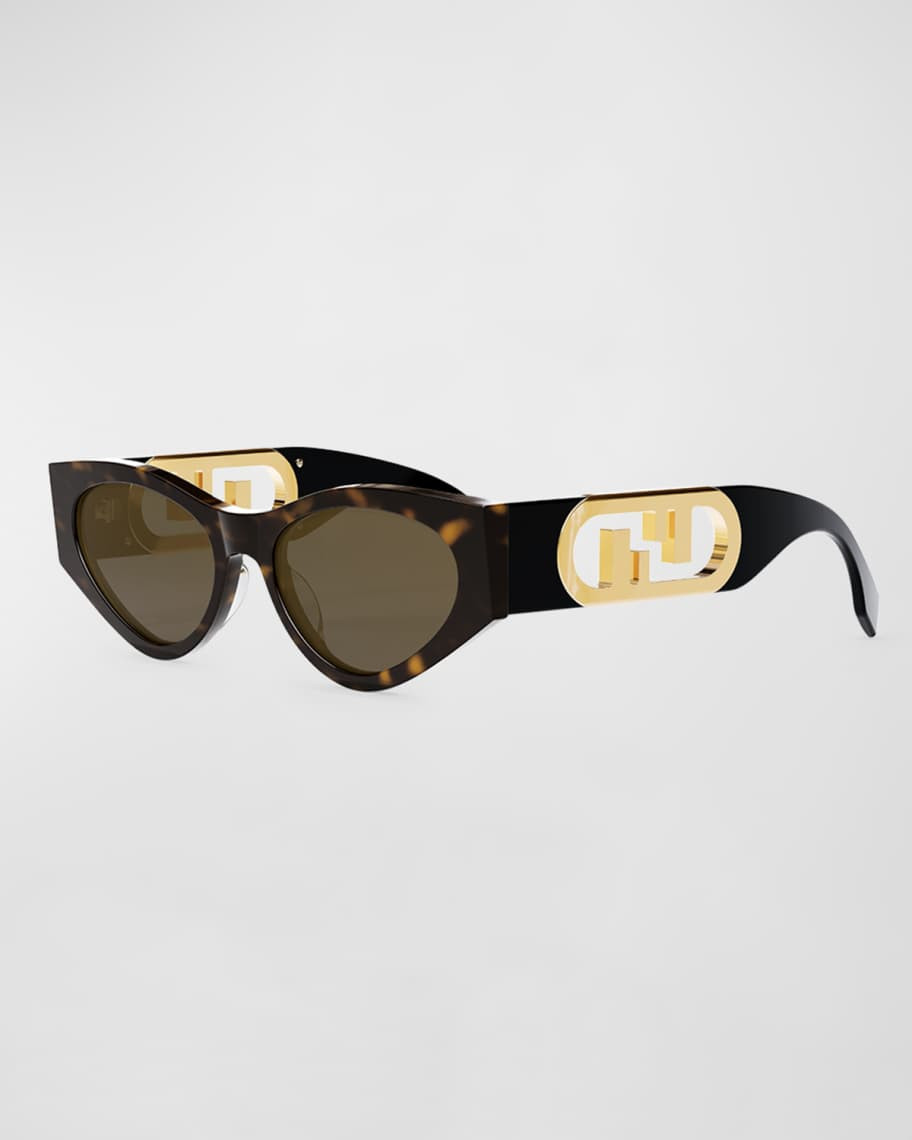 Fendi FF Cutout Oval Acetate Sunglasses | Neiman Marcus