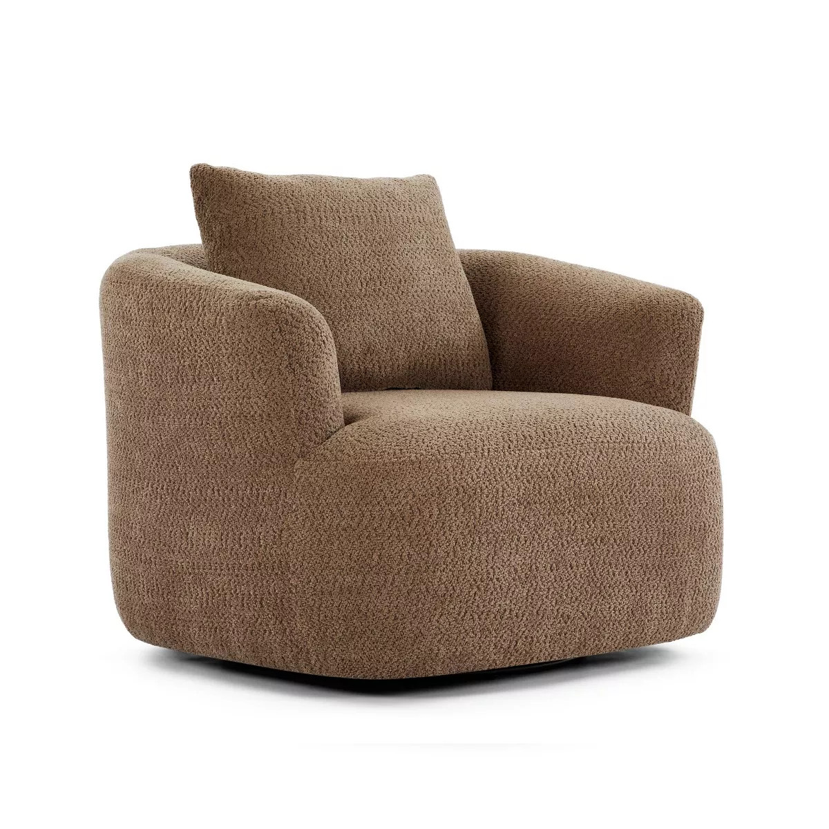38" Swivel Barrel Accent Chair with Upholstered Boucle and Throw Pillow, Modern Swivel Chair Sofa... | Target