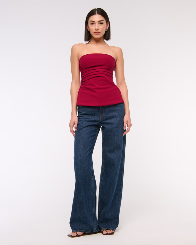 Women's Strapless Side Ruched Top | Women's New Arrivals | Abercrombie.com | Abercrombie & Fitch (US)