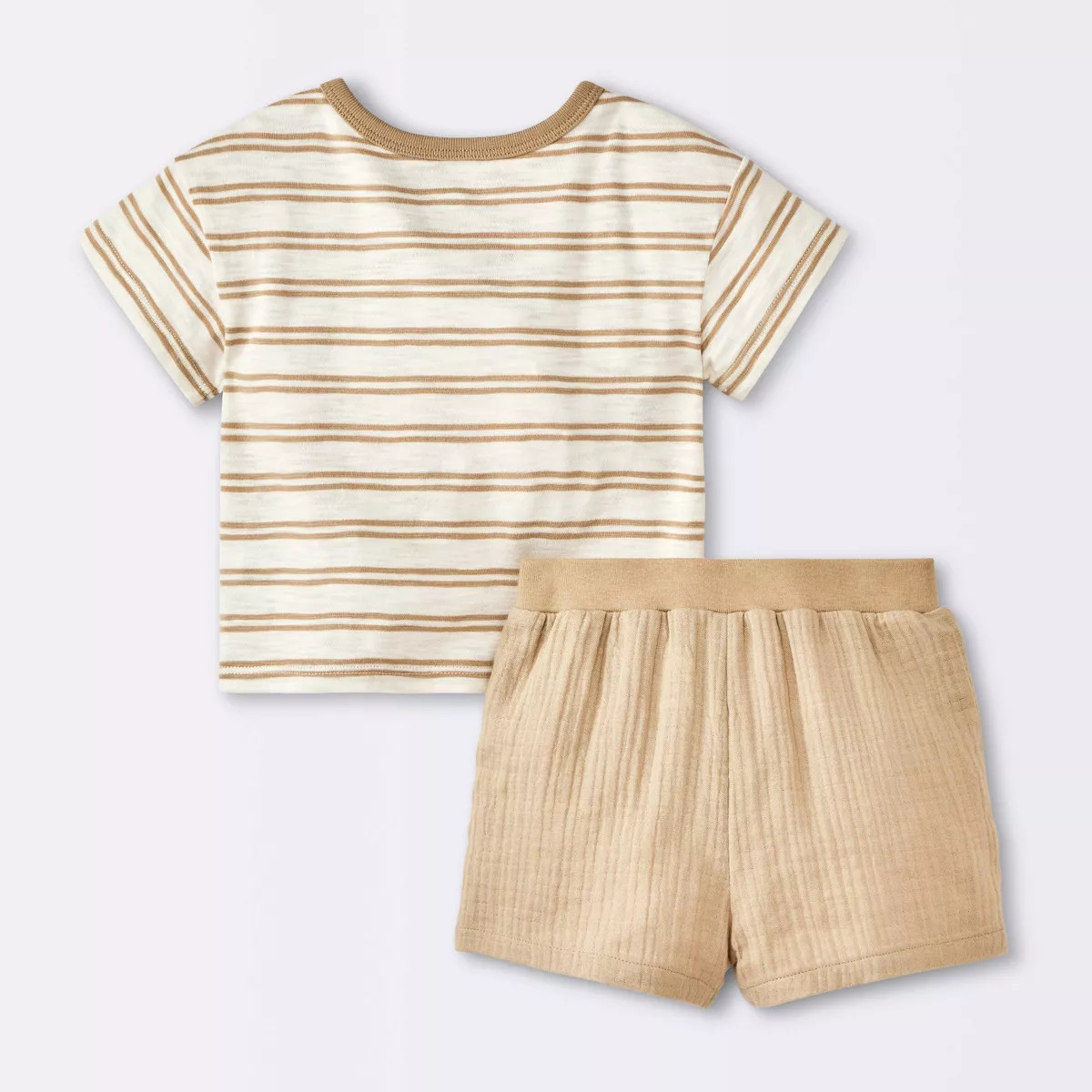 Baby Boys' 2pc Striped Pocket T-Shirt and Shorts Set - Cloud Island™ Tan | Target