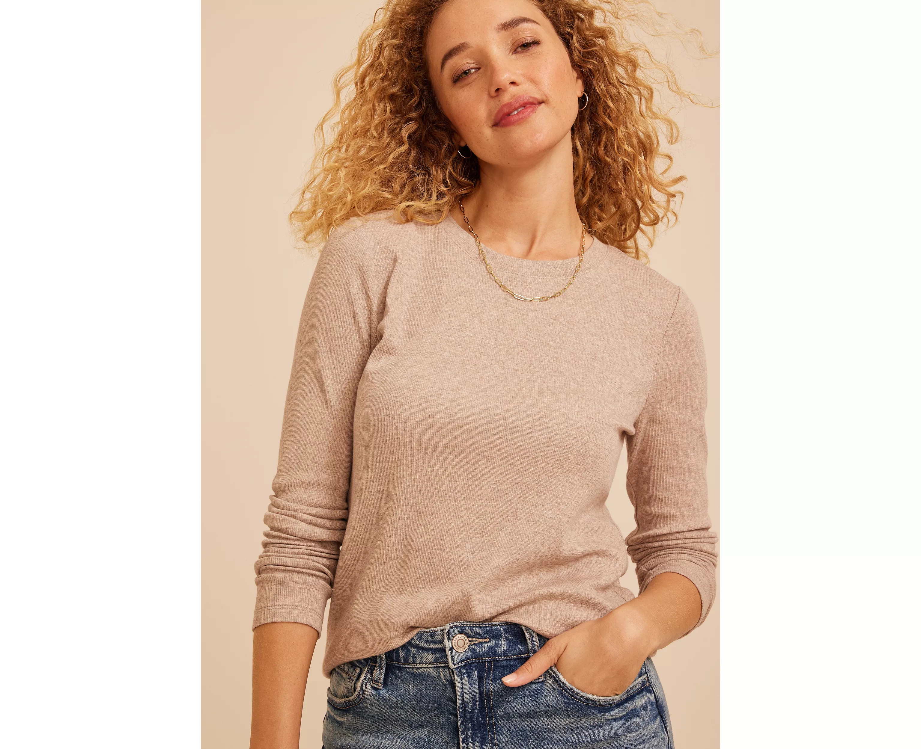 24/7 Ada Ribbed Long Sleeve Tee | maurices | Maurices