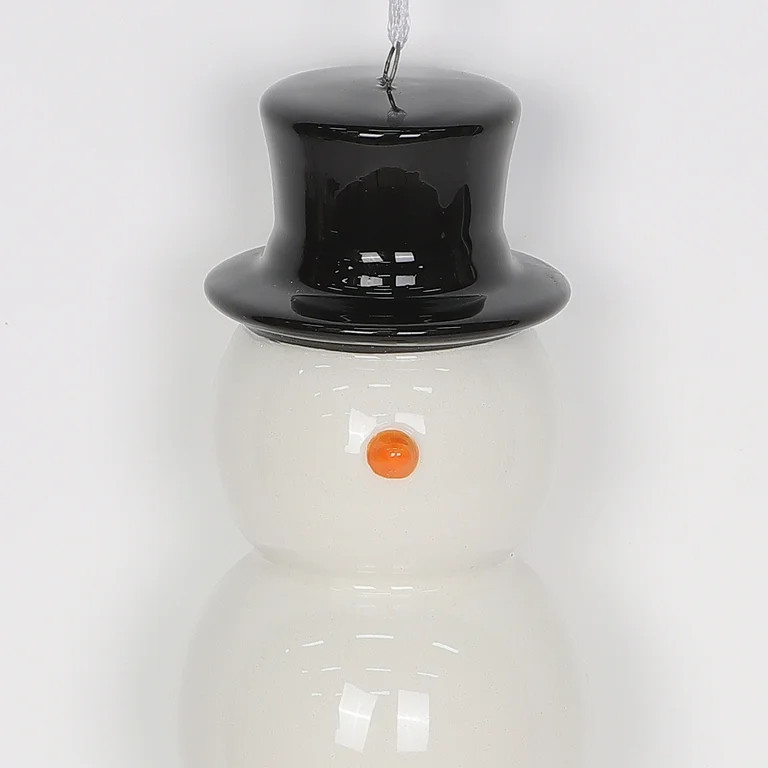 Black & White Ceramic Snowman Christmas Ornament, 6 in, 1 Count, by Holiday Time | Walmart (US)